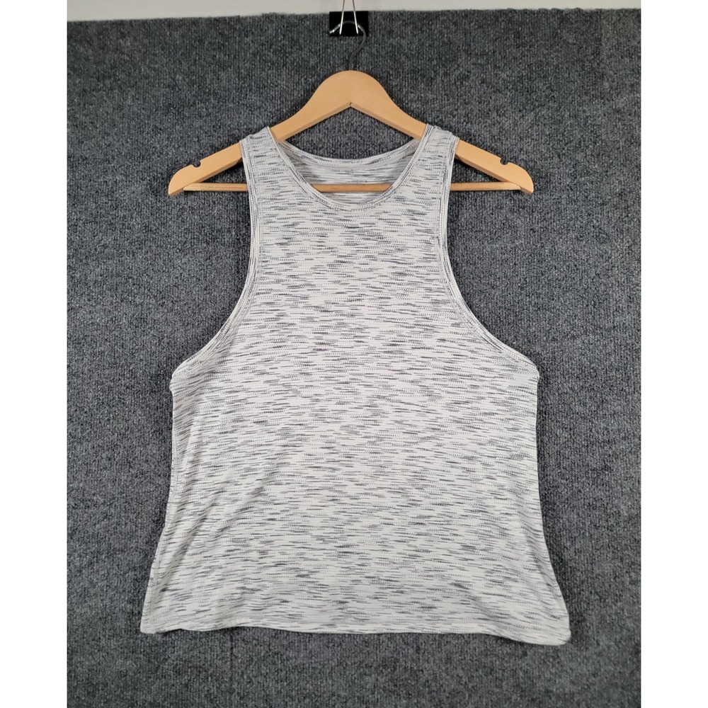 Lululemon Squad Goals Tank Top Womens Size 6 Black & White Space Dye Light Luon